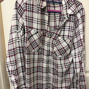 Express Purple and White Plaid Blouse